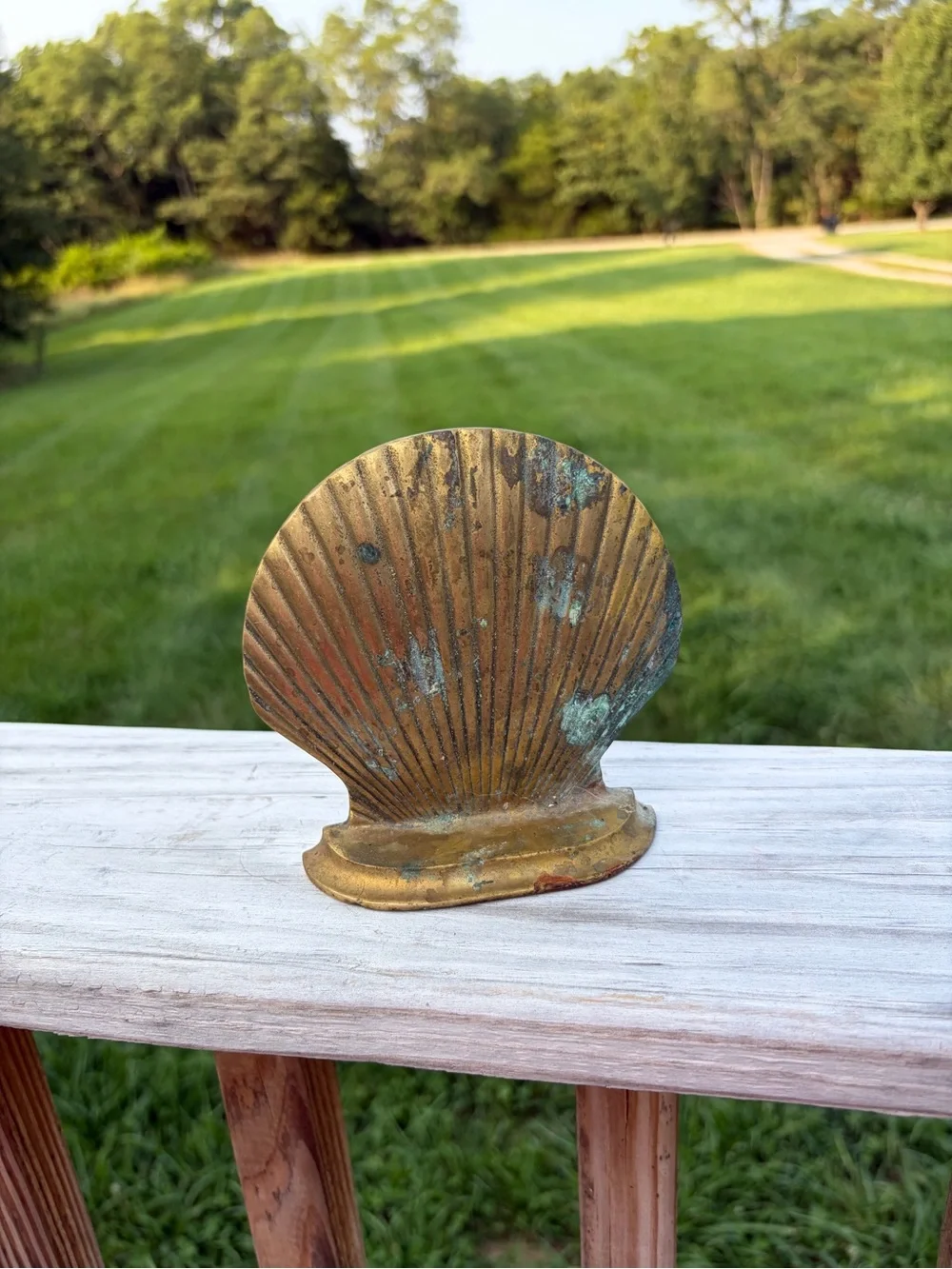 Vintage Solid Brass Clamshell Bookend Sea Shell Pearl Clam  Book End